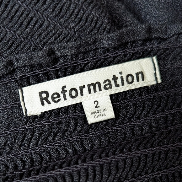 REFORMATION Reign Top Long Sleeve Blouse Black 2 - Picture 13 of 13